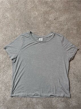 J.o&Co Black and White Striped Crewneck Tee
